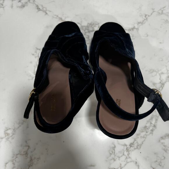New Diane Von Furstenburg Tabby Velvet Platform Slingback Sandals Navy Sz 8.5 - Picture 6 of 9